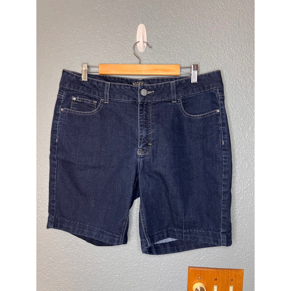 Riders by Lee Womens Dark Wash Denim Shorts Size 16M Mid Rise Stretch 146Z329